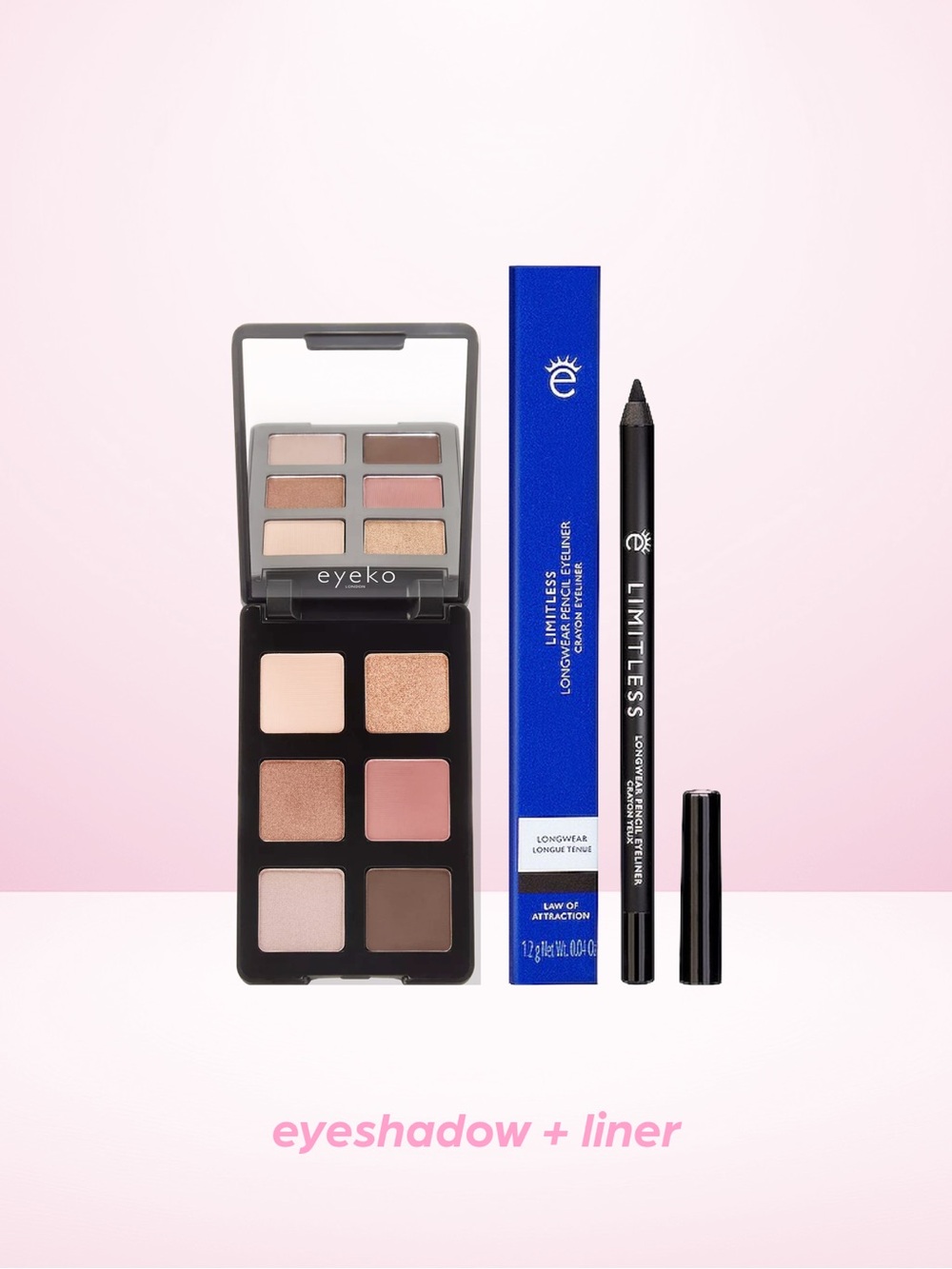 Eyeko Limitless Liner + Eyeshadow Pallet. Law of Attraction and Concrete Pink